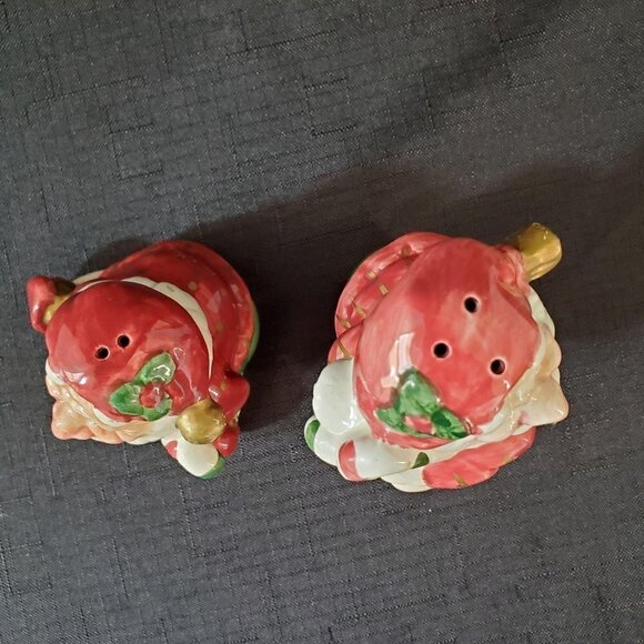 1990 Christmas Elves Salt Pepper Shaker Pair Ceramic Holiday Tableware - Picture 5 of 8